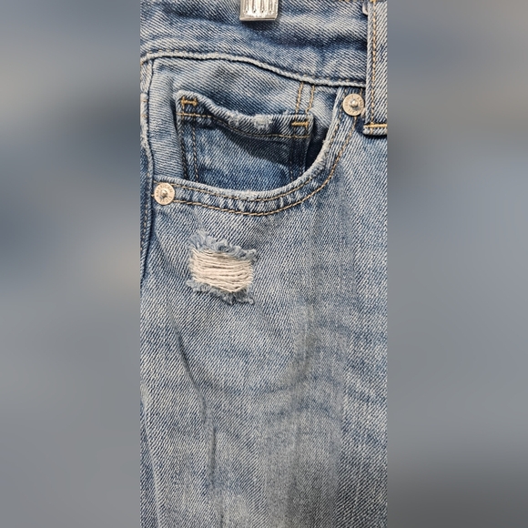 American Eagle Womens Straight Mom Jeans Size 0 Regular Light Destroy Distressed - Picture 4 of 16